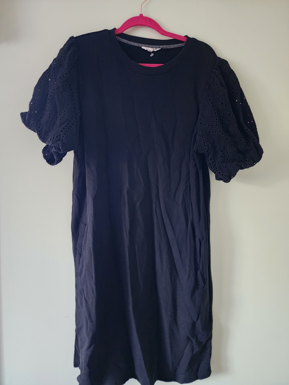 FatFace Black Dress with Eyelet Sleeves